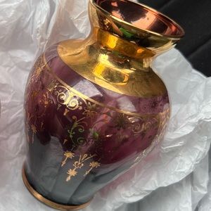 Set of Murano Purple Gold Accent Vases